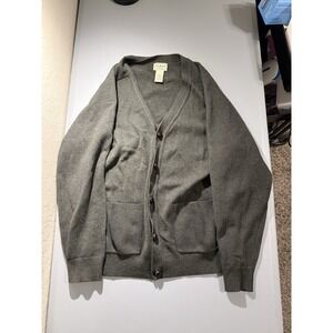 L L Bean Lambswool Cardigan Sweater‎ Men's Medium Black V Neck Button Up Grandpa